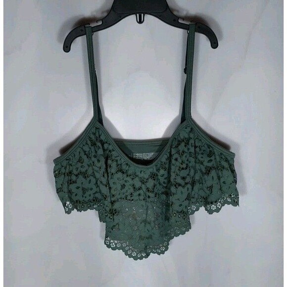 Victoria's Secret Body By Victoria Bralette L Green Floral Lace Adjustable Strap - Picture 1 of 8